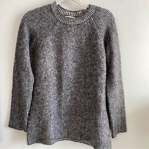 ANTHROPOLOGIE Bohme Gray and White Ribbed Crewneck Sweater Size S